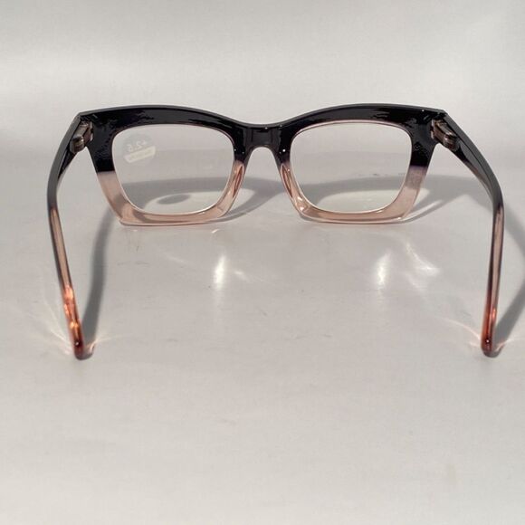 1070 Gretchen Reading Glasses 2.5 Square Pink Black Gradient Frames NWT - Picture 5 of 9